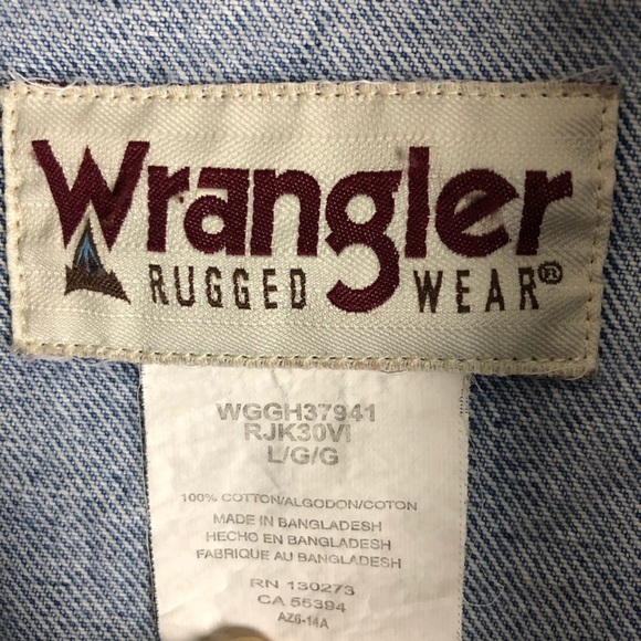 Wrangler Rugged Wear Jeans Denim Jacket Size Large - Picture 3 of 5